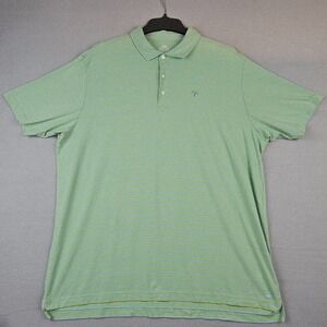 Peter Millar Shirt Mens XXL Seaside Wash Green Striped Polo 2XL